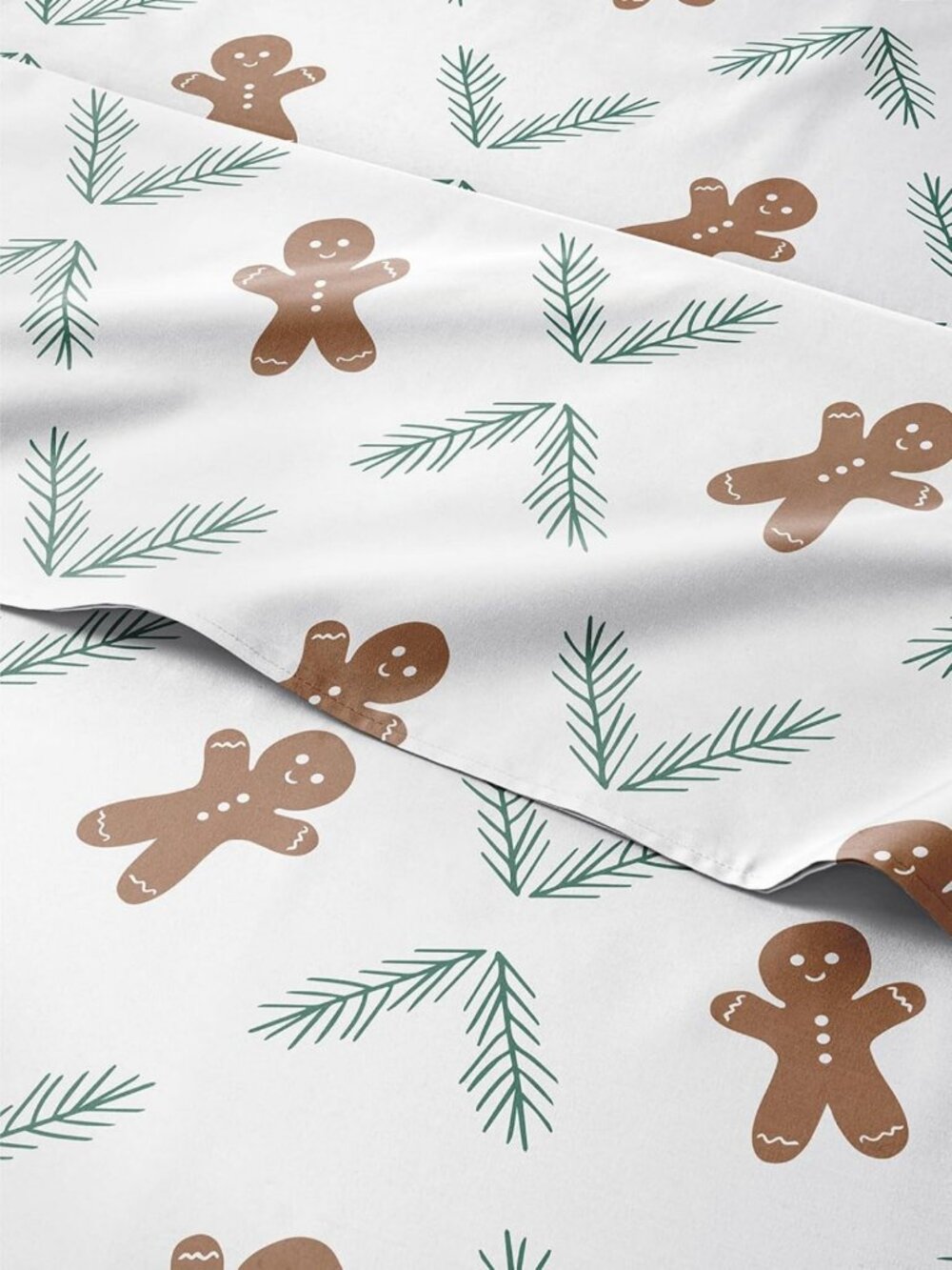 Gingerbread Cookie King Size Christmas Sheet Set - Festive Holiday Bedding